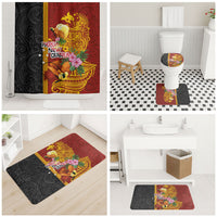 Papua New Guinea Independence Day Bathroom Set Birds-of-Paradise Melanesian Tattoos Tropical Plants