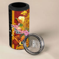 Papua New Guinea Independence Day 4 in 1 Can Cooler Tumbler Birds-of-Paradise Melanesian Tattoos Tropical Plants