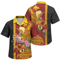 Papua New Guinea Independence Day Family Matching Off Shoulder Maxi Dress and Hawaiian Shirt Birds-of-Paradise Melanesian Tattoos Tropical Plants LT03 Son's Shirt Multicolor - Polynesian Pride