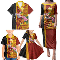 Papua New Guinea Independence Day Family Matching Puletasi and Hawaiian Shirt Birds-of-Paradise Melanesian Tattoos Tropical Plants LT03 - Polynesian Pride