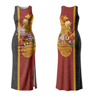 Papua New Guinea Independence Day Family Matching Tank Maxi Dress and Hawaiian Shirt Birds-of-Paradise Melanesian Tattoos Tropical Plants LT03 Mom's Dress Multicolor - Polynesian Pride