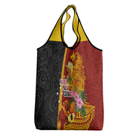Papua New Guinea Independence Day Grocery Bag Birds-of-Paradise Melanesian Tattoos Tropical Plants