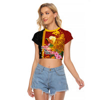 Papua New Guinea Independence Day Raglan Cropped T Shirt Birds-of-Paradise Melanesian Tattoos Tropical Plants