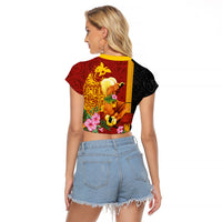 Papua New Guinea Independence Day Raglan Cropped T Shirt Birds-of-Paradise Melanesian Tattoos Tropical Plants