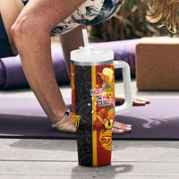 Papua New Guinea Independence Day Tumbler With Handle Birds-of-Paradise Melanesian Tattoos Tropical Plants