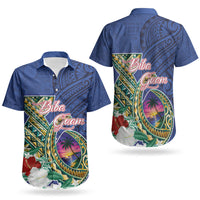 Guam Chamorro Couples Matching Mermaid Dress and Hawaiian Shirt Tribal Latte Stone and Seal Artwork Polynesian Patterns