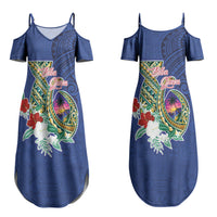 Guam Chamorro Couples Matching Summer Maxi Dress and Hawaiian Shirt Tribal Latte Stone and Seal Artwork Polynesian Patterns