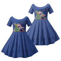 Guam Chamorro Family Matching Long Sleeve Bodycon Dress and Hawaiian Shirt Tribal Latte Stone and Seal Artwork Polynesian Patterns LT03 Daughter's Dress Multicolor - Polynesian Pride