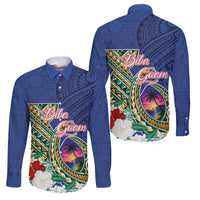 Guam Chamorro Family Matching Summer Maxi Dress and Hawaiian Shirt Tribal Latte Stone and Seal Artwork Polynesian Patterns LT03 Dad's Shirt - Long Sleeve Multicolor - Polynesian Pride