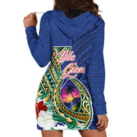 Guam Chamorro Hoodie Dress Tribal Latte Stone and Seal Artwork Polynesian Patterns