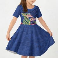 Guam Chamorro Kid Short Sleeve Dress Tribal Latte Stone and Seal Artwork Polynesian Patterns LT03 KID Multicolor - Polynesian Pride