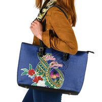 Guam Chamorro Leather Tote Bag Tribal Latte Stone and Seal Artwork Polynesian Patterns