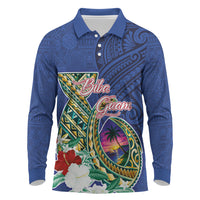 Guam Chamorro Long Sleeve Polo Shirt Tribal Latte Stone and Seal Artwork Polynesian Patterns