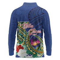 Guam Chamorro Long Sleeve Polo Shirt Tribal Latte Stone and Seal Artwork Polynesian Patterns