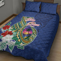 Guam Chamorro Quilt Bed Set Tribal Latte Stone and Seal Artwork Polynesian Patterns