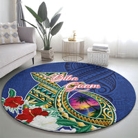 Guam Chamorro Round Carpet Tribal Latte Stone and Seal Artwork Polynesian Patterns