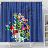 Guam Chamorro Shower Curtain Tribal Latte Stone and Seal Artwork Polynesian Patterns