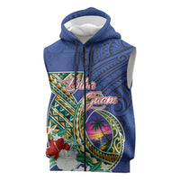 Guam Chamorro Sleeveless Zip Hoodie Tribal Latte Stone and Seal Artwork Polynesian Patterns