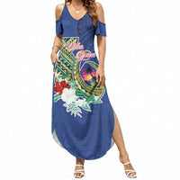 Guam Chamorro Summer Maxi Dress Tribal Latte Stone and Seal Artwork Polynesian Patterns LT03 Women Multicolor - Polynesian Pride