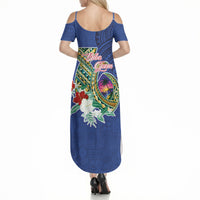 Guam Chamorro Summer Maxi Dress Tribal Latte Stone and Seal Artwork Polynesian Patterns LT03 - Polynesian Pride