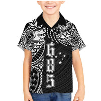 Samoa 685 Art Traditional Tattoo Pattern Family Matching Mermaid Dress and Hawaiian Shirt Black Color
