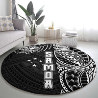 Samoa 685 Art Traditional Tattoo Pattern Round Carpet Black Color