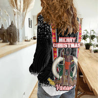 Vanuatu Christmas Women Casual Shirt Polynesian Tribal Snow Style LT03 - Polynesian Pride