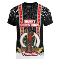 Vanuatu Christmas Women V Neck T Shirt Polynesian Tribal Snow Style LT03 - Polynesian Pride