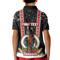 Personalised Vanuatu Christmas Kid Polo Shirt Polynesian Tribal Snow Style LT03 - Polynesian Pride