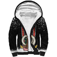 Personalised Vanuatu Christmas Sherpa Hoodie Polynesian Tribal Snow Style LT03 Unisex Black - Polynesian Pride