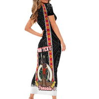 Personalised Vanuatu Christmas Short Sleeve Bodycon Dress Polynesian Tribal Snow Style LT03 - Polynesian Pride