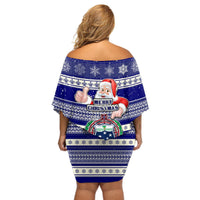Samoa Christmas Off Shoulder Short Dress The Santa Coat of Arms with Samoa Bracelet Pattern LT03 - Polynesian Pride