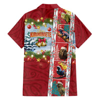 New Zealand Merry Christmas Family Matching Off The Shoulder Long Sleeve Dress and Hawaiian Shirt Maori Animals, Koru Tattoo - Red Xmas Style LT03 - Polynesian Pride
