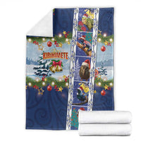 New Zealand Merry Christmas Blanket Maori Animals, Koru Tattoo - Blue Xmas Style