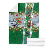 New Zealand Merry Christmas Blanket Maori Animals, Koru Tattoo - Green Xmas Style