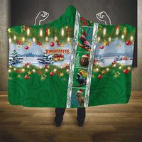 New Zealand Merry Christmas Hooded Blanket Maori Animals, Koru Tattoo - Green Xmas Style