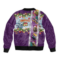 New Zealand Merry Christmas Bomber Jacket Maori Animals, Koru Tattoo - Purple Xmas Style LT03 - Polynesian Pride