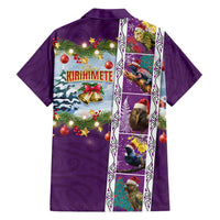 New Zealand Merry Christmas Family Matching Long Sleeve Bodycon Dress and Hawaiian Shirt Maori Animals, Koru Tattoo - Purple Xmas Style