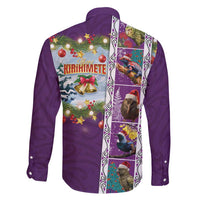 New Zealand Merry Christmas Family Matching Summer Maxi Dress and Hawaiian Shirt Maori Animals, Koru Tattoo - Purple Xmas Style LT03 - Polynesian Pride