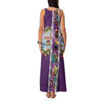 New Zealand Merry Christmas Family Matching Tank Maxi Dress and Hawaiian Shirt Maori Animals, Koru Tattoo - Purple Xmas Style