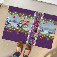 New Zealand Merry Christmas Rubber Doormat Maori Animals, Koru Tattoo - Purple Xmas Style