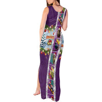 New Zealand Merry Christmas Tank Maxi Dress Maori Animals, Koru Tattoo - Purple Xmas Style