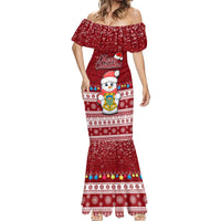 Personalised Tuvalu Christmas Mermaid Dress Snowman and Tuvalu Coat of Arms Maori Tribal Xmas Style LT03 - Polynesian Pride