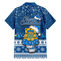 Tuvalu Christmas Family Matching Summer Maxi Dress and Hawaiian Shirt Snowman Hugs Tuvalu Coat of Arms Maori Pattern Blue Style LT03 - Polynesian Pride
