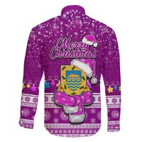 Tuvalu Christmas Family Matching Short Sleeve Bodycon Dress and Hawaiian Shirt Snowman Hugs Tuvalu Coat of Arms Maori Pattern Pink Style LT03 - Polynesian Pride
