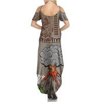 Aloha Volcano Custom Family Matching Summer Maxi Dress and Hawaiian Shirt Mix Hawaiian Kakau Tribal LT03 - Polynesian Pride
