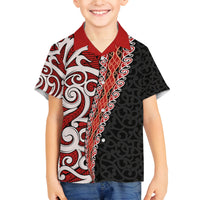New Zealand Maori Stylized Koru Family Matching Summer Maxi Dress and Hawaiian Shirt LT03 Son's Shirt Red - Polynesian Pride