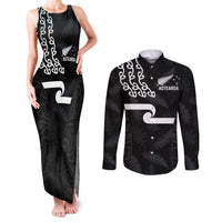 New Zealand Rugby Custom Couples Matching Tank Maxi Dress and Long Sleeve Button Shirt The Champions Aotearoa