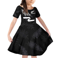 New Zealand Rugby Custom Family Matching Off Shoulder Short Dress and Hawaiian Shirt The Champions Aotearoa
