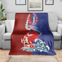 Hawaiian and Japanese Together Blanket The Whale and Koi Fish with Hinomaru and Lei LT03 - Polynesian Pride